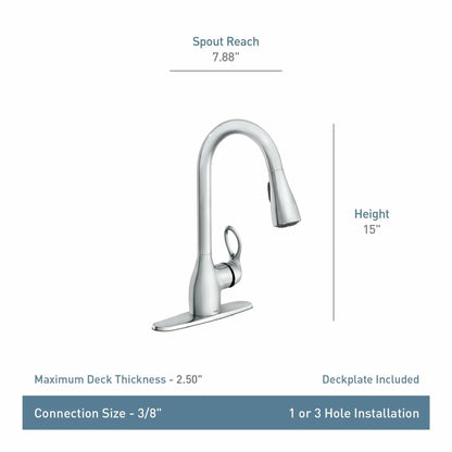 MOEN Kleo CA87011SRS Single-Handle Pull-Down Sprayer Kitchen Faucet with Reflex and Power Clean in Spot Resist Stainless
