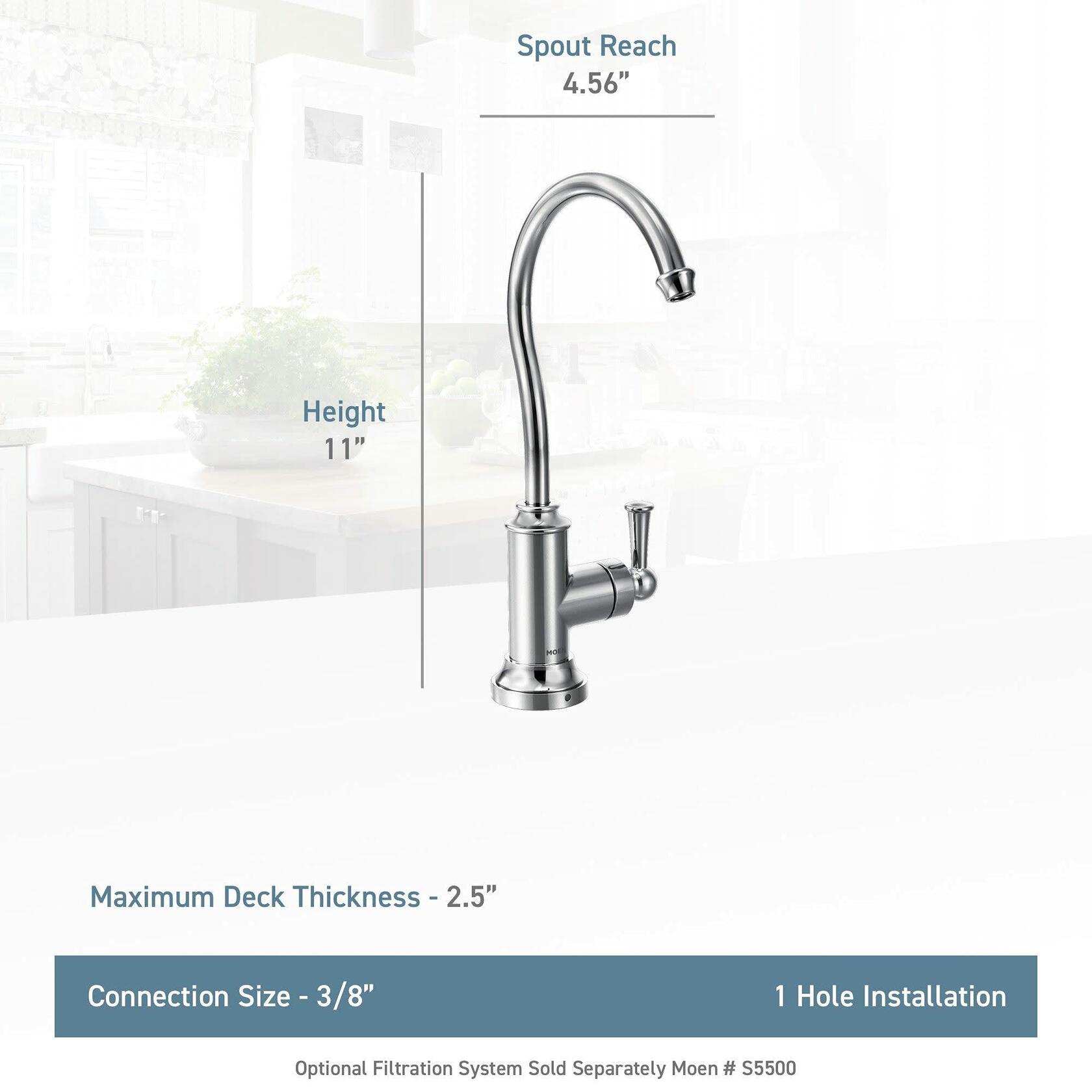 MOEN Sip S5510BL Traditional Cold Water Kitchen Beverage Faucet with Optional Filtration System in Matte Black