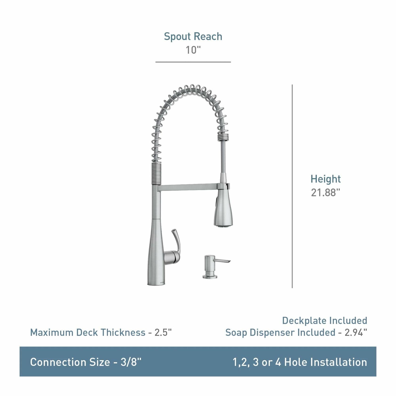 MOEN Essie Single-Handle Pre-Rinse Spring Pulldown Sprayer Kitchen Faucet with Power Clean in Matte Black