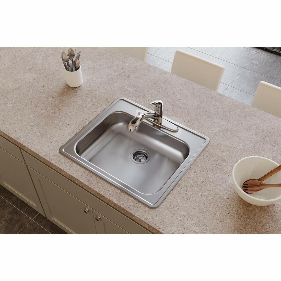 Elkay GE12521 Dayton 25&quot; Drop In Single Basin Kitchen Sink in Stainless Steel