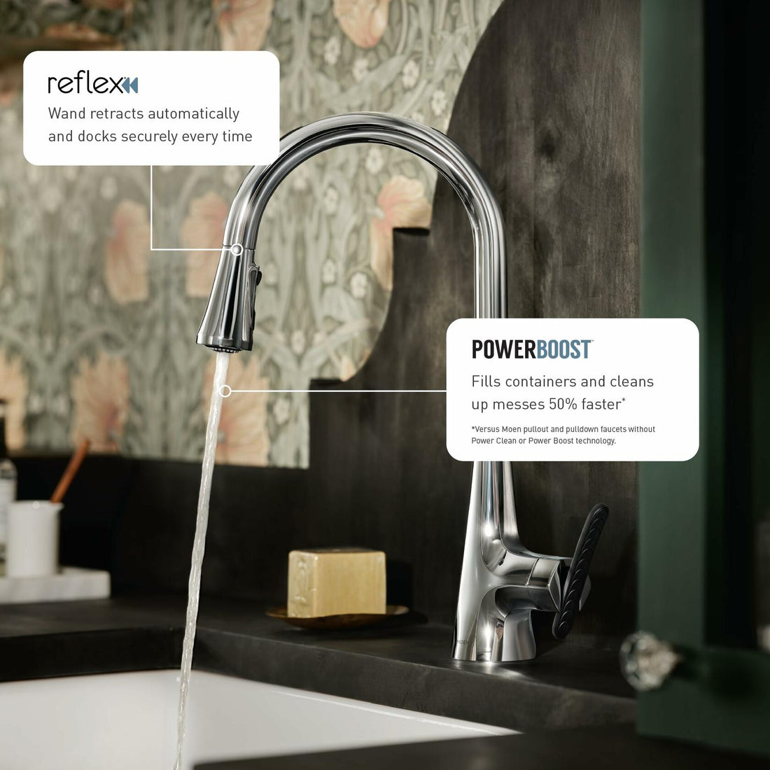 MOEN Haelyn 87627 Pull Down Sprayer Kitchen Faucet with 360 Degree Spout Swivel in Chrome