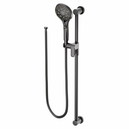 MOEN 3671EPBL 5-Function Massaging Handshower with Toggle Pause, Includes 30-Inch Slide Bar and 69-Inch Hose in Matte Black