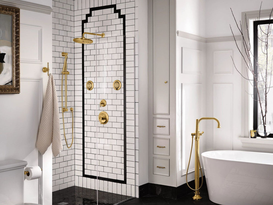 MOEN 3887EPBG Modern Eco-Performance Handshower Handheld Shower with 30-Inch Slide Bar and 69-Inch Metal Hose in Brushed Gold