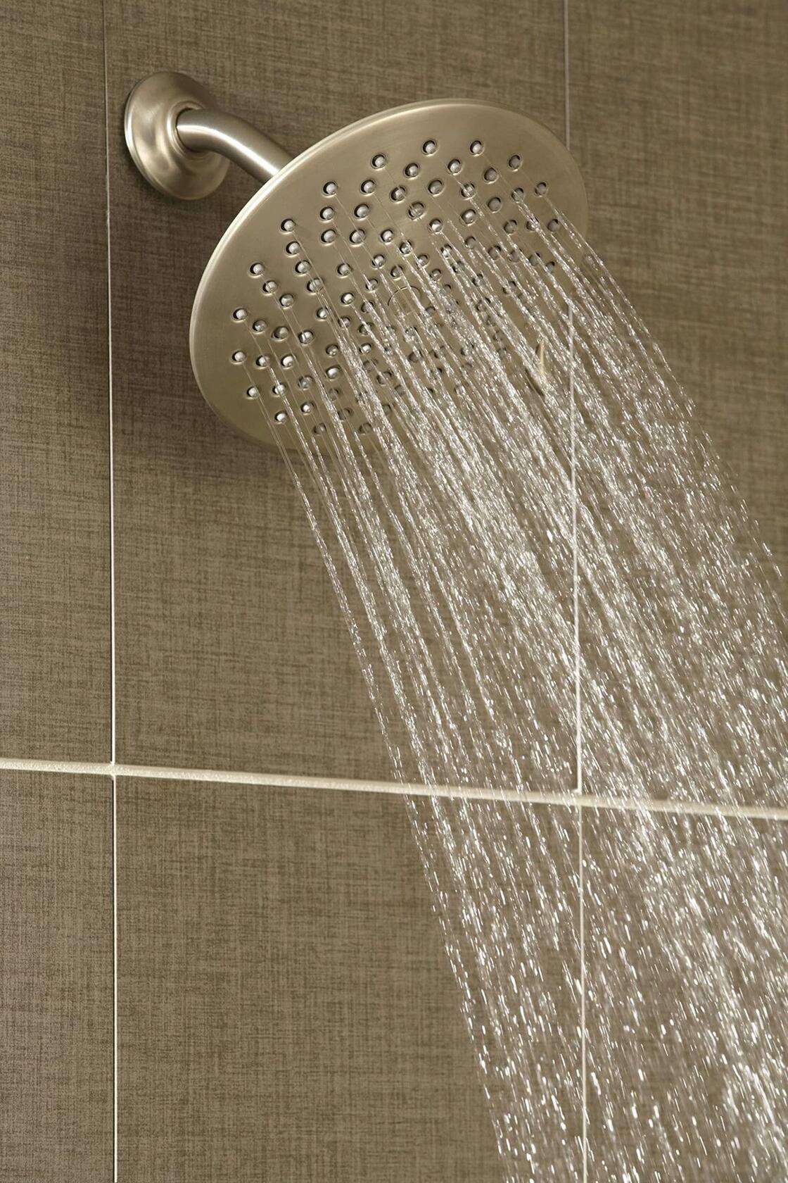 Moen Velocity Brushed Nickel Two-Function Rainshower 8-Inch Shower Head with Immersion Technology for a High-Pressure Rinse, S6320BN