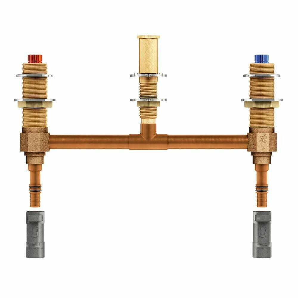 MOEN 4797 Two Handle Roman Tub Valve 10&quot; Centers Pex with 1/2&quot; Cpvc Adapters