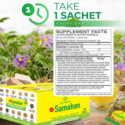 SAMAHAN Ayurvedic Herbal Tea Packets - Sri Lankan Ceylon Blend with 14 Natural Herbs Including Ginger, Black Pepper &amp; More, Herbal Tea Bags for Wellness, Relaxation &amp; Daily Comfort - 100 Count