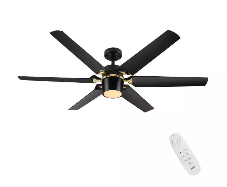 YUHAO 60 in. Indoor Black Ceiling Fan with Integrated LED Light