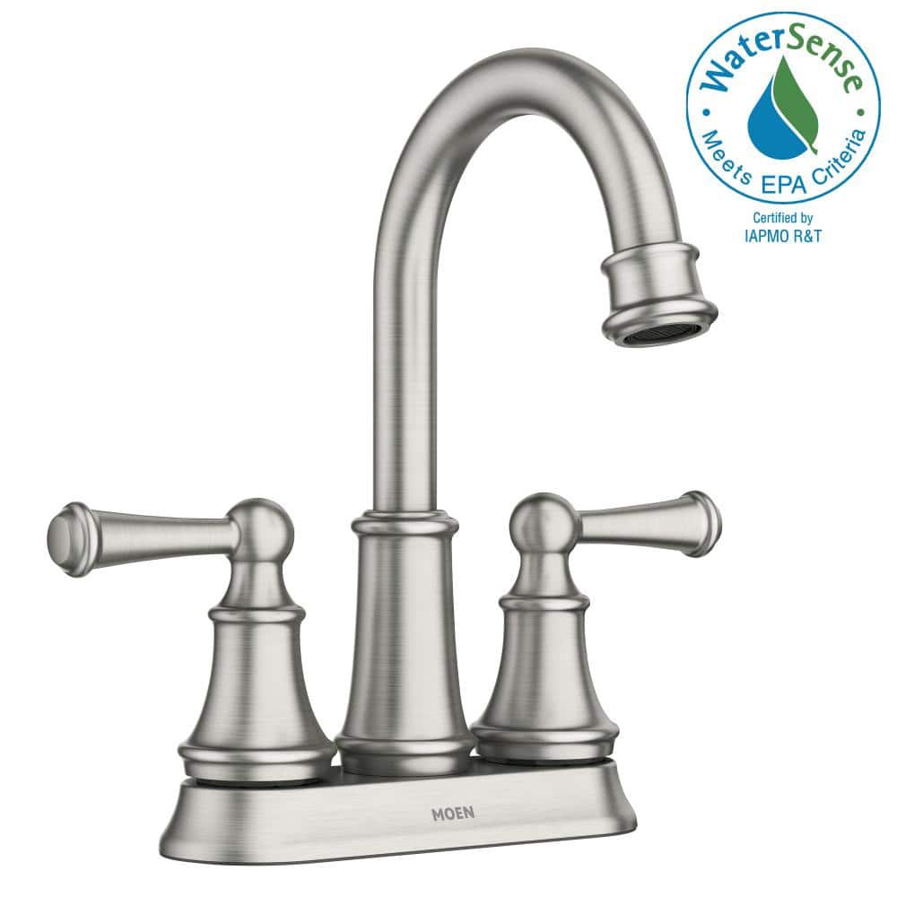 Moen Brecklyn 84162SRN 4 in. Centerset 2-Handle Bathroom Faucet in Spot Resist Brushed Nickel