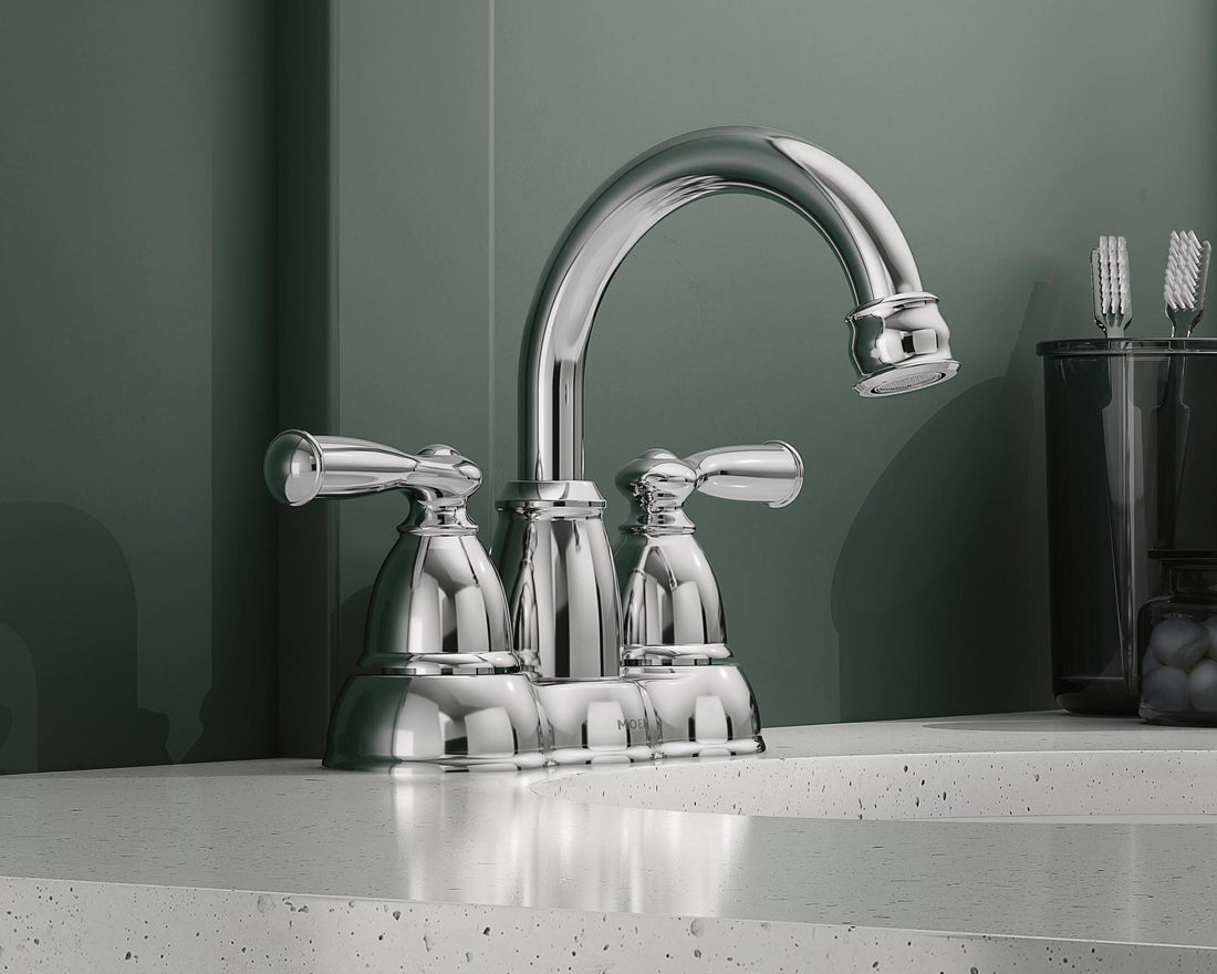 Moen Banbury WS84913 Double Handle Centerset Bathroom Faucet in Chrome (Valve Included)